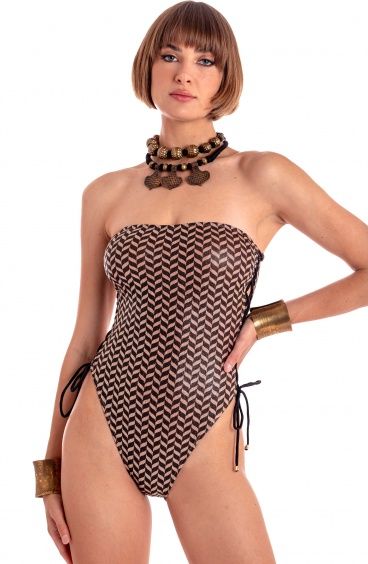 COSTUME DA BAGNO INTERO FASCIA LAMÈ STAMPA SPIGHETTA Pin-Up Stars - 1