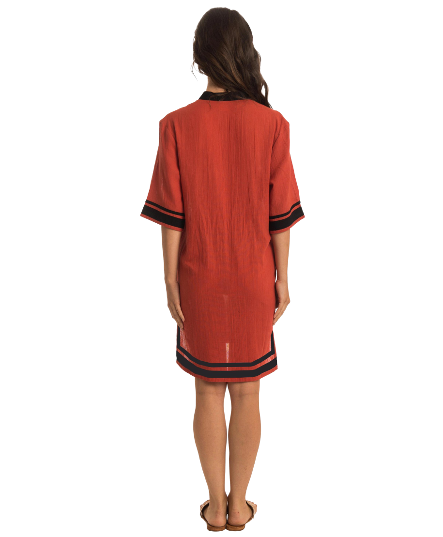 Caftan Dress with Profiles Solid Color