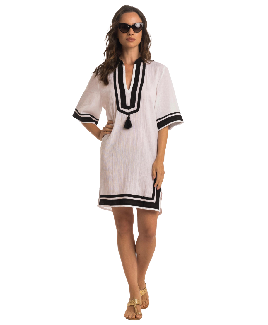 Caftan Dress with Profiles Solid Color