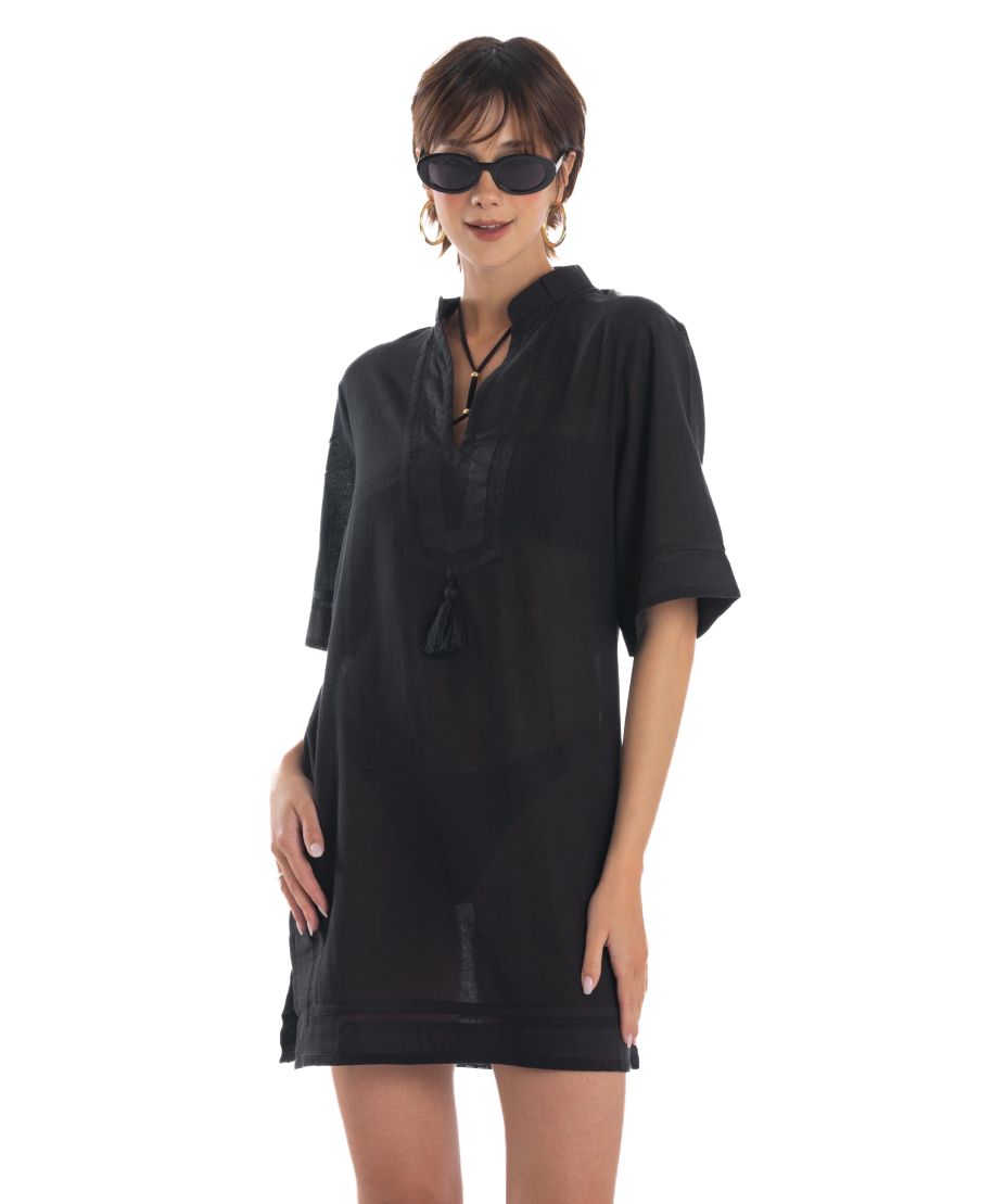 Caftan Dress with Profiles Solid Color