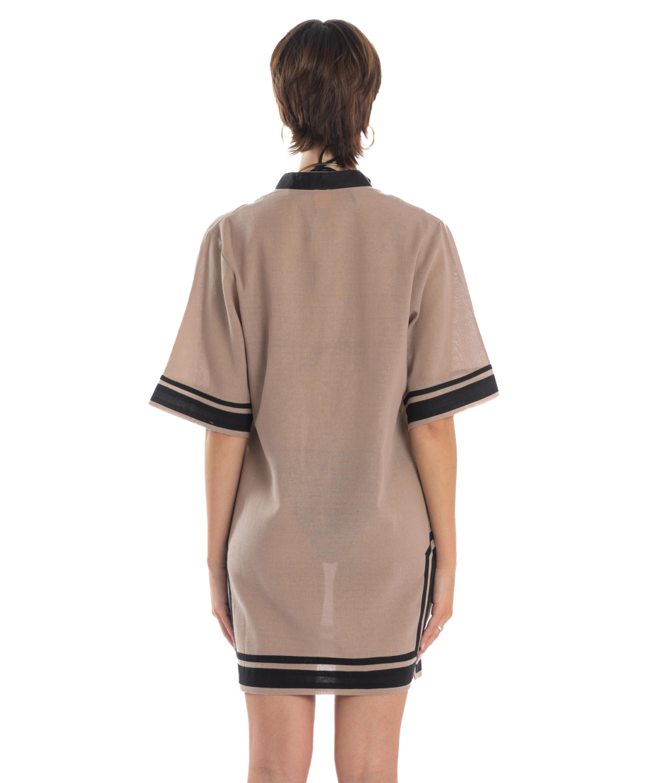 Caftan Dress with Profiles Solid Color