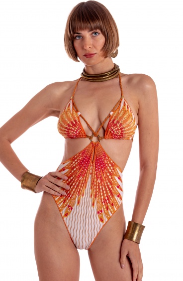 COSTUME DA BAGNO INTERO INCROCIO CON BORCHIE STAMPA WINGS Pin-Up Stars - 1