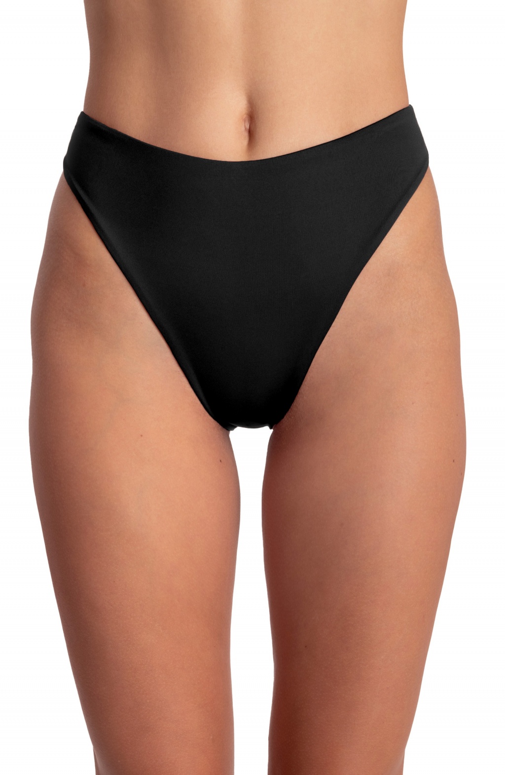SOLID COLOR HIGH WAISTED BIKINI SLIP Size L Color Black