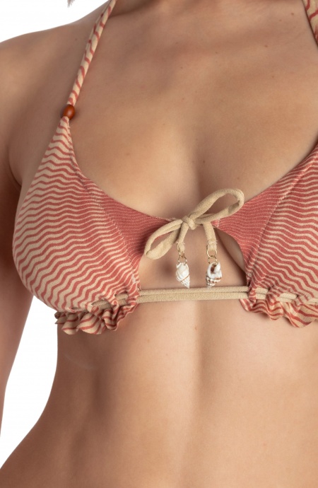BIKINI TRIANGOLO IMBOTTITO DAINETTO CON PERLE E CONCHIGLIE STAMPA TIGER SUN Pin-Up Stars - 14