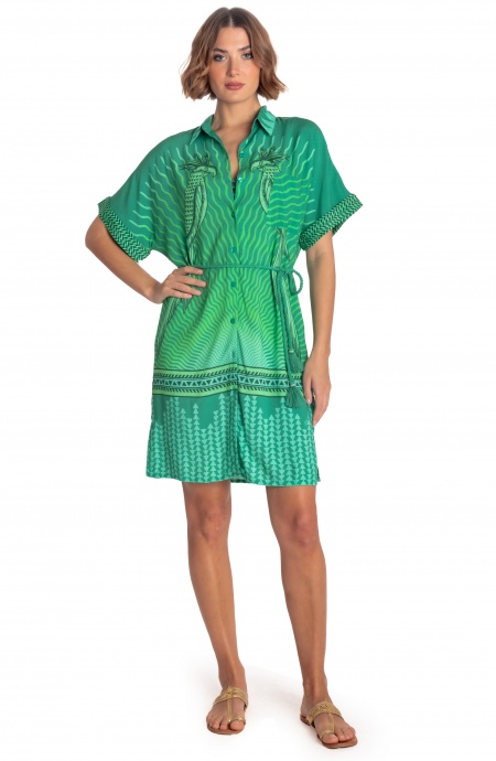 SHORT DRESS WITH BELT TIGER SUN PRINT Pin-Up Stars - 3