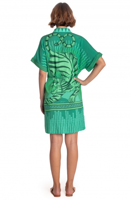 SHORT DRESS WITH BELT TIGER SUN PRINT Pin-Up Stars - 5