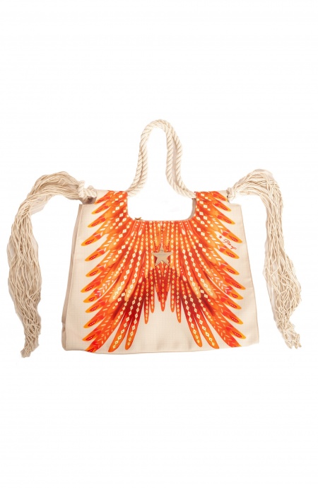 BORSA SHOPPER GRANDE CON FRANGE STAMPA WINGS Pin-Up Stars - 3