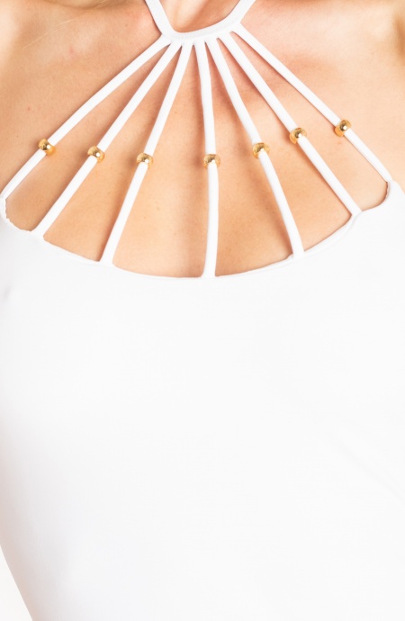 RAY SHEATH DRESS WITH BEADS SOLID COLOR Poisson D'Amour - 18