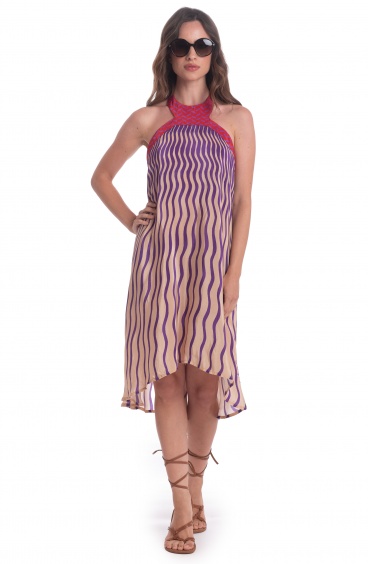 TIE NECK SHORT DRESS TIGER SUN PRINT Pin-Up Stars - 6