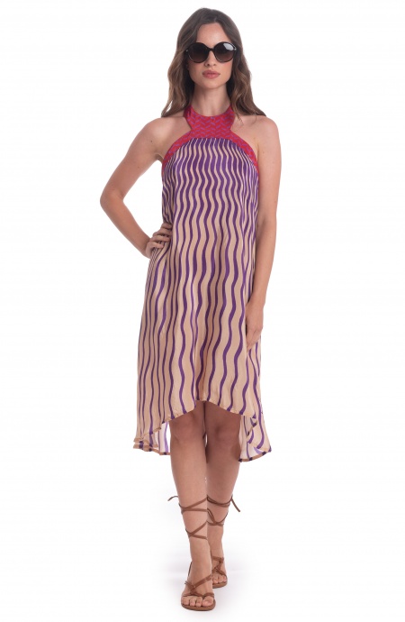 KURZES KLEID MIT RÜCKENAUSSCHNITT MIT TIGER-SONNEN-PRINT Pin-Up Stars - 6 KURZES KLEID MIT RÜCKENAUSSCHNITT MIT TIGER-SONNEN-PRINT Pin-Up Stars - 6