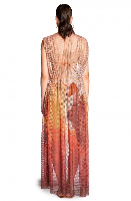 OPEN NET DRESS WITH DRAWSTRING NET SHADED FAN STITCH Pin-Up Stars - 5