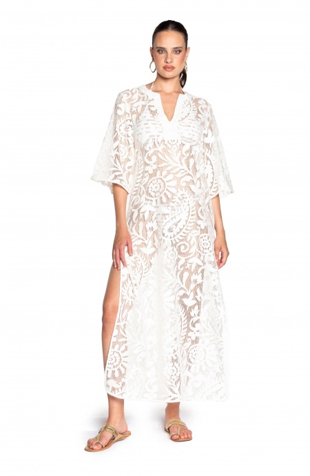 Caftan Dress Macramé Solid Color Pin-Up Stars - 2