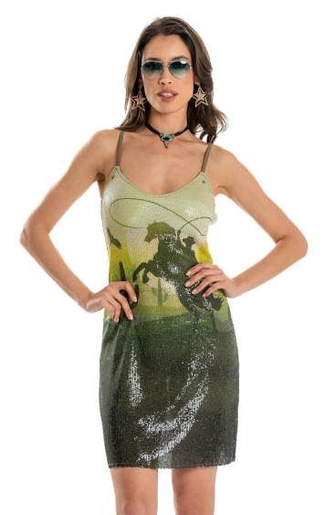 Full Sequins Far West Short Dress Pin-Up Stars - 7