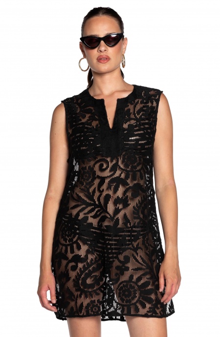 Midi Macramé Solid Color Dress Pin-Up Stars - 6