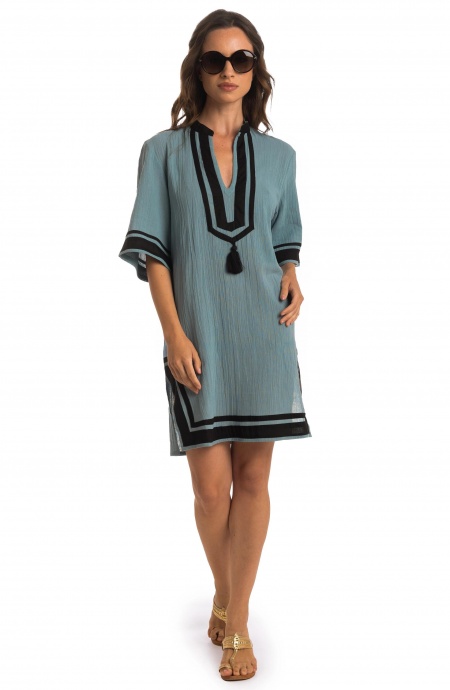 Caftan Dress with Profiles Solid Color Poisson D'Amour - 2