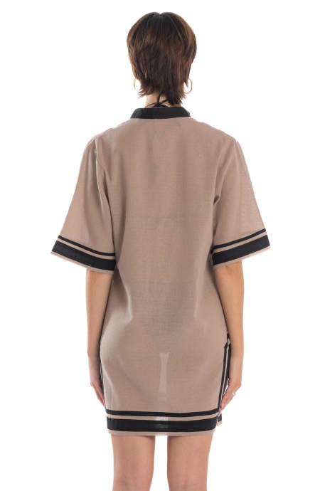 Caftan Dress with Profiles Solid Color Poisson D'Amour - 11