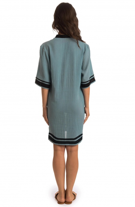 Caftan Dress with Profiles Solid Color Poisson D'Amour - 12