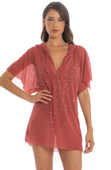 Blusa con Cappuccio Pioggia di Strass Pin-Up Stars - 2
