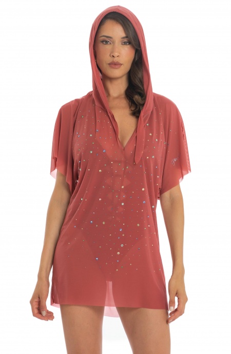 Blusa con Cappuccio Pioggia di Strass Pin-Up Stars - 3