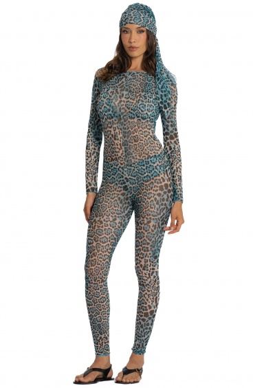 WILD ANIMAL LONG SLEEVE TULLE JUMPSUIT Pin-Up Stars - 2