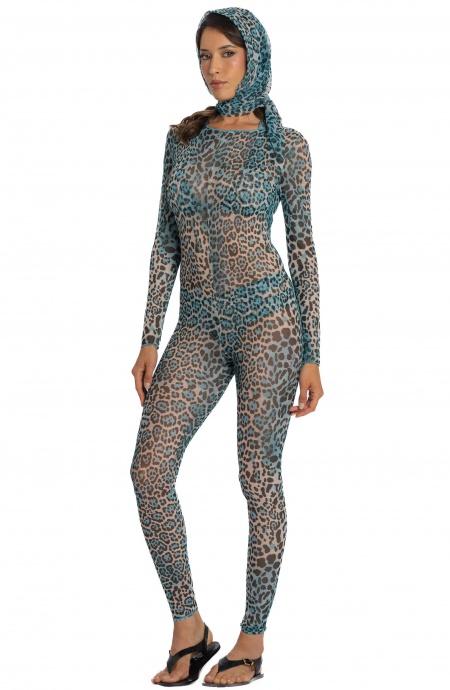 WILD ANIMAL LONG SLEEVE TULLE JUMPSUIT Pin-Up Stars - 3 WILD ANIMAL LONG SLEEVE TULLE JUMPSUIT Pin-Up Stars - 3