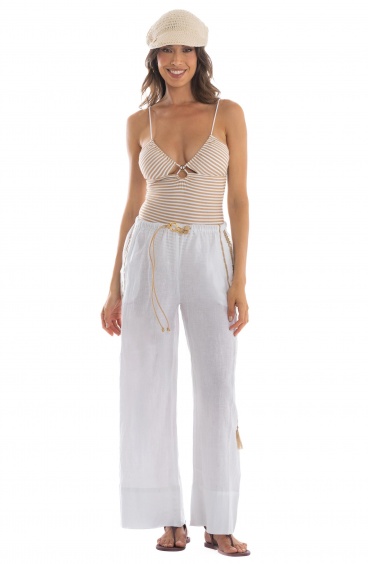 Pantalone Ricamato Lino Pin-Up Stars - 4