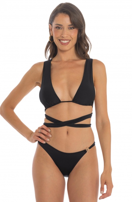 Triangle Bikini Sail with Ties Solid Color Pin-Up Stars - 34