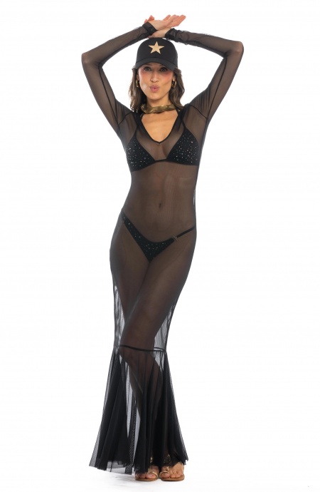 Abito Lungo Tulle Tinta Unita Pin-Up Stars - 4