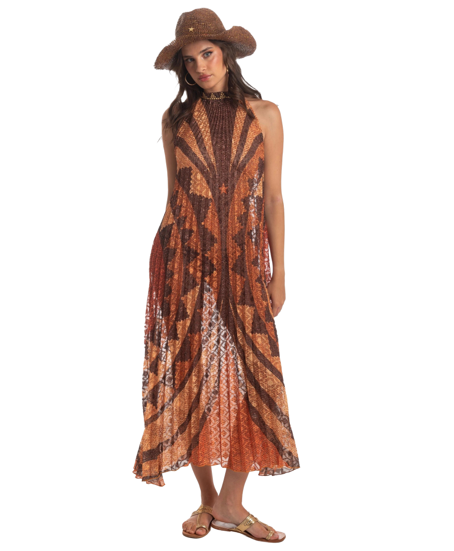 African Braided Pleated Long Dress