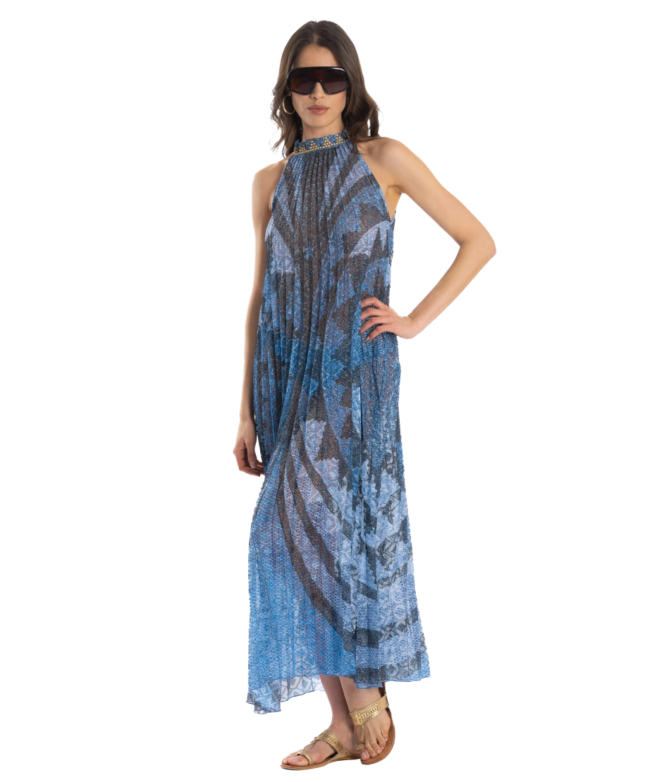 African Braided Pleated Long Dress