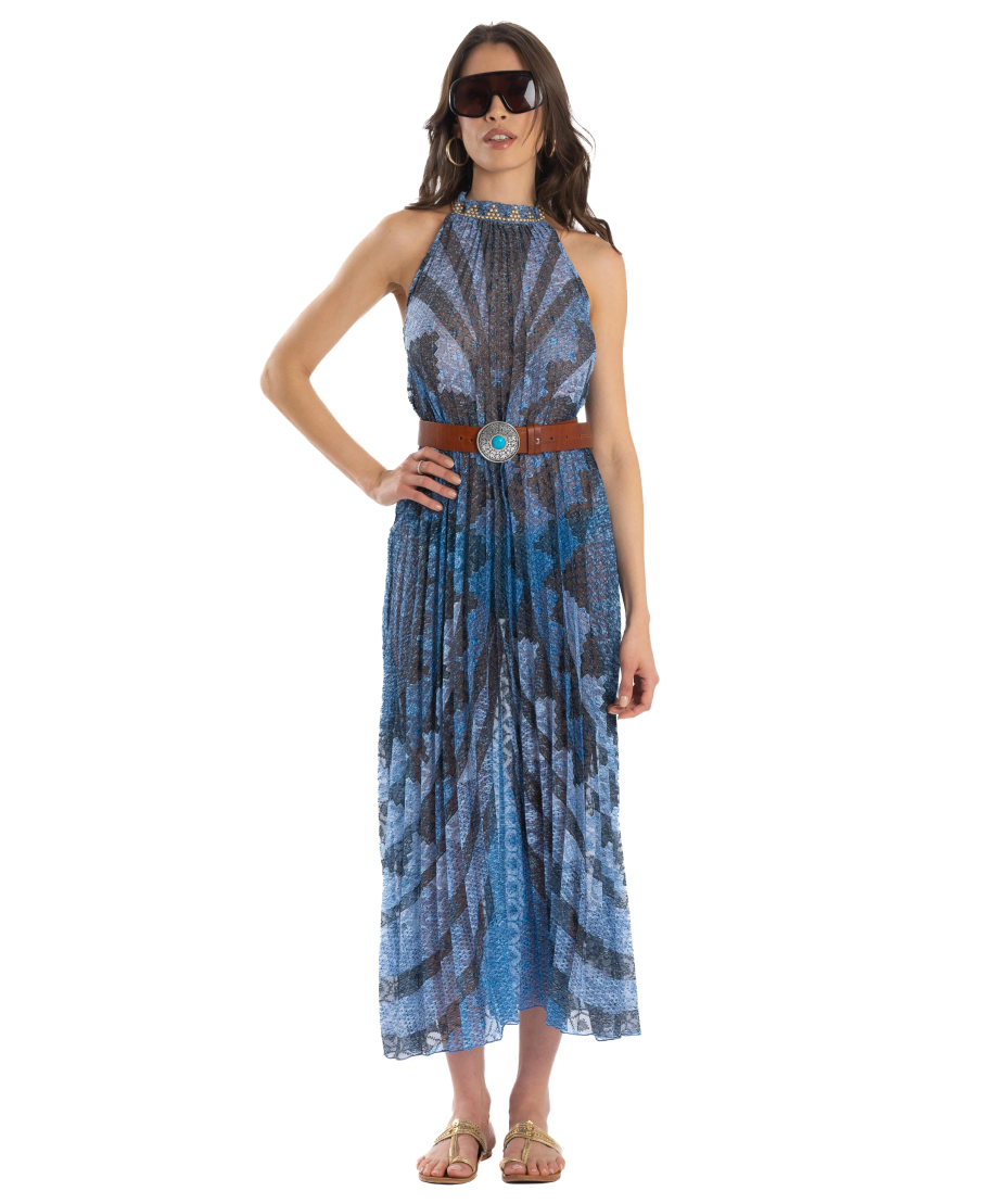 African Braided Pleated Long Dress