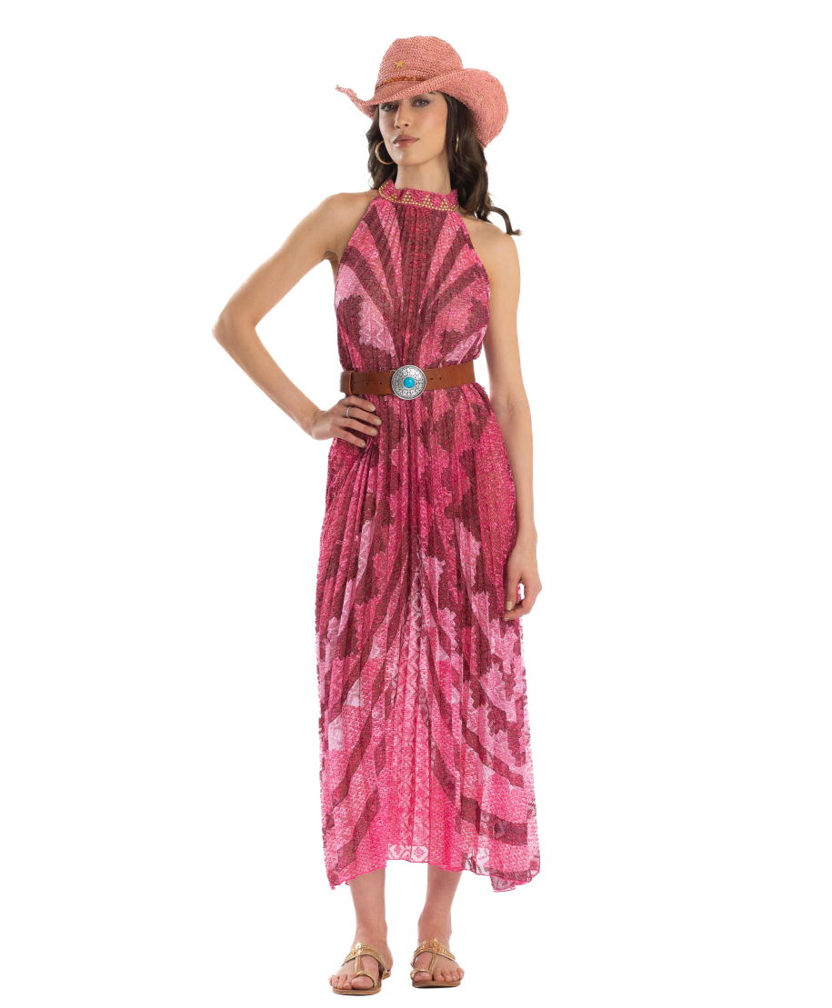 African Braided Pleated Long Dress