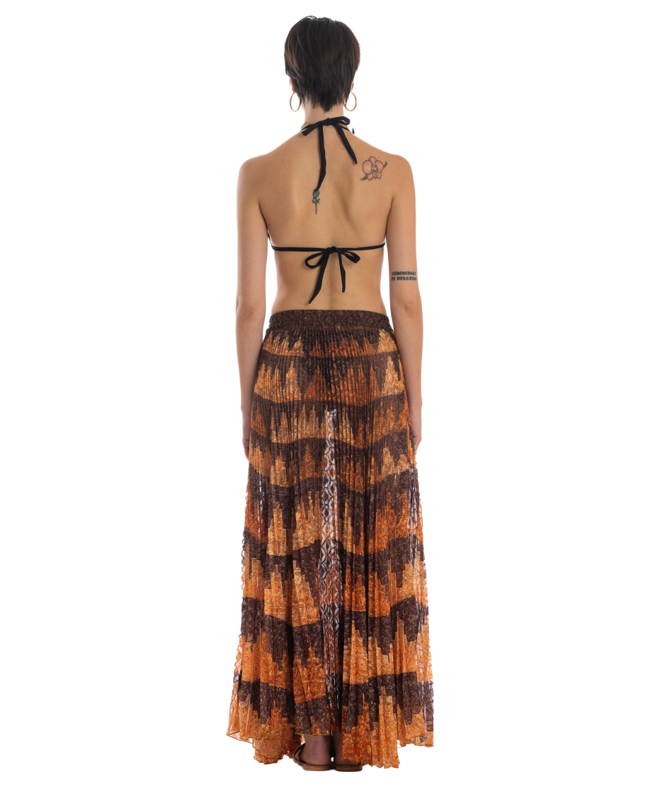 African Braid Pleated Long Skirt