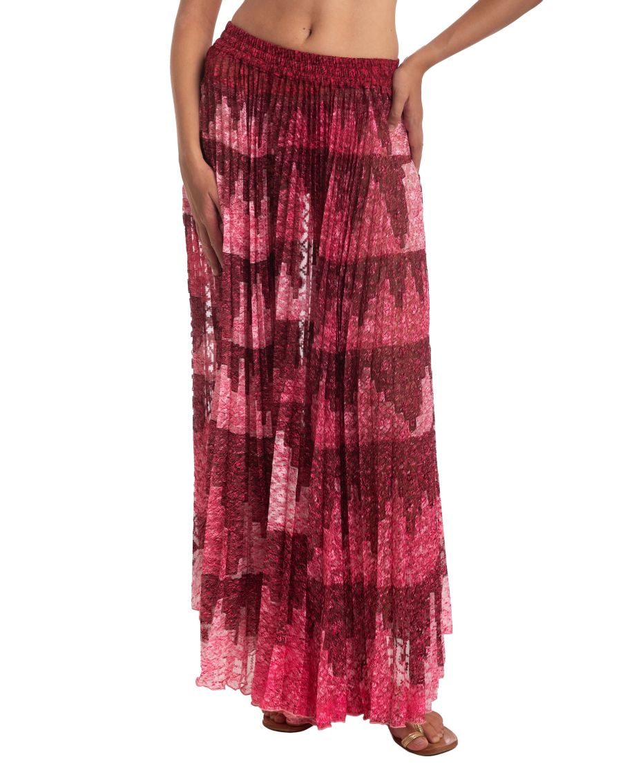 African Braid Pleated Long Skirt