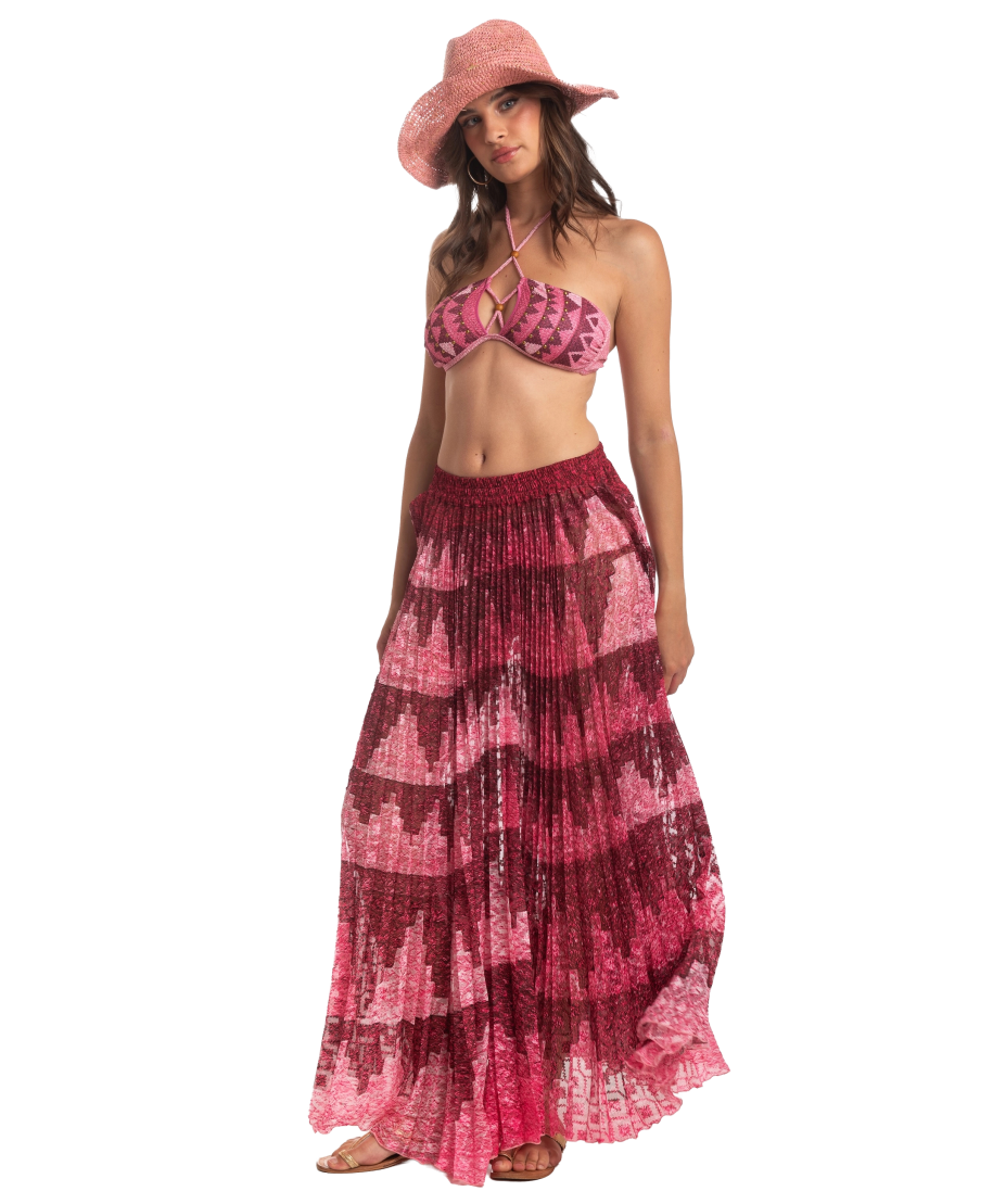 African Braid Pleated Long Skirt