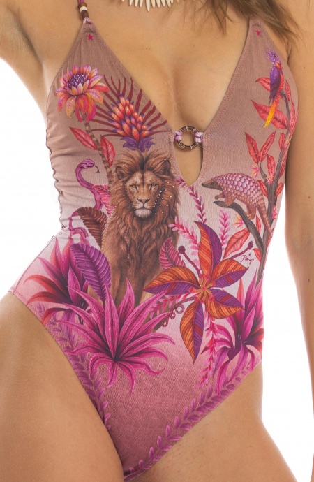 Lion King Rhinestone One Piece Swimsuit Pin-Up Stars - 11