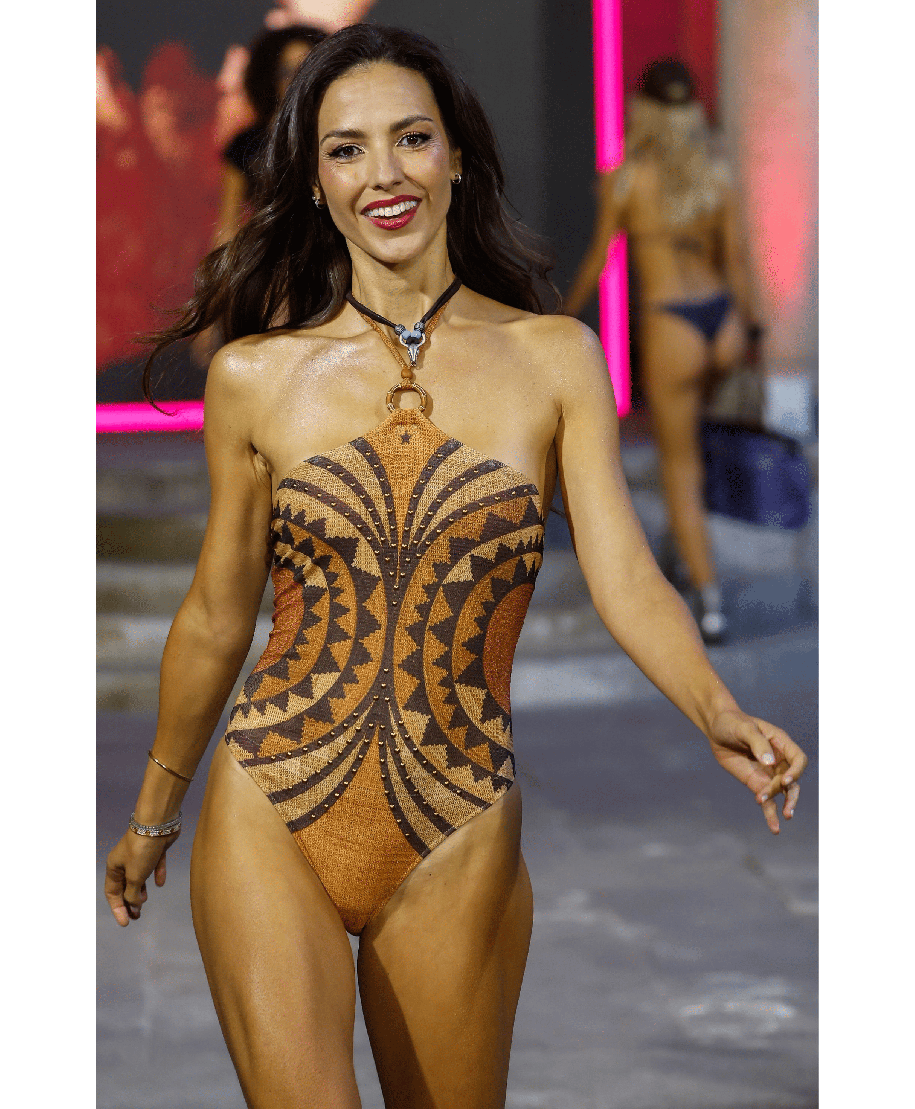 African Braided Studded One Piece Swimsuit