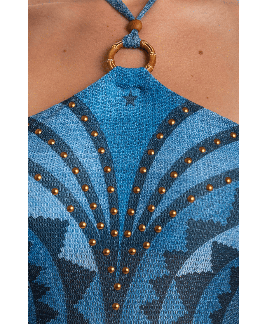 African Braided Studded One Piece Swimsuit