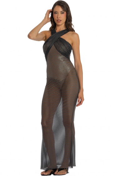 Gold Line Long Dress - 8