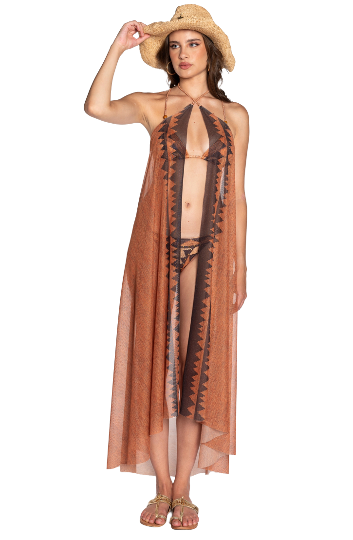 African Braided Tulle Pareo Long Dress