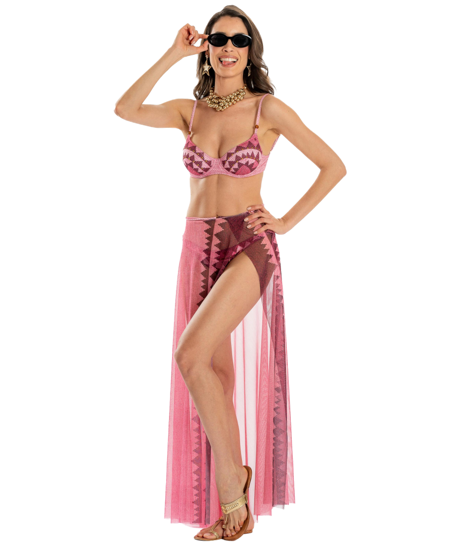 African Braided Tulle Pareo Long Dress