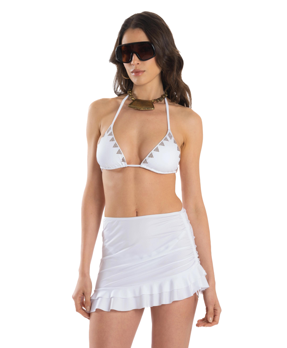 Ruffle Miniskirt Solid Color