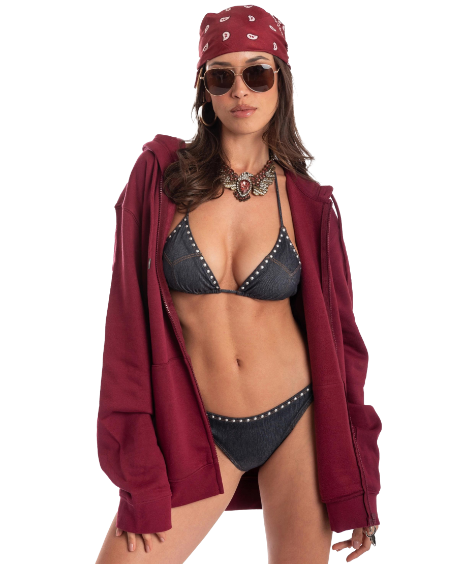 Felpa Oversize con Zip Pin-Up