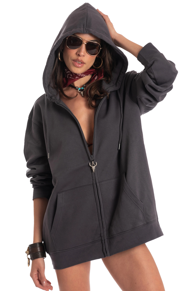 Oversized Sweatshirt With Zip Pin-up