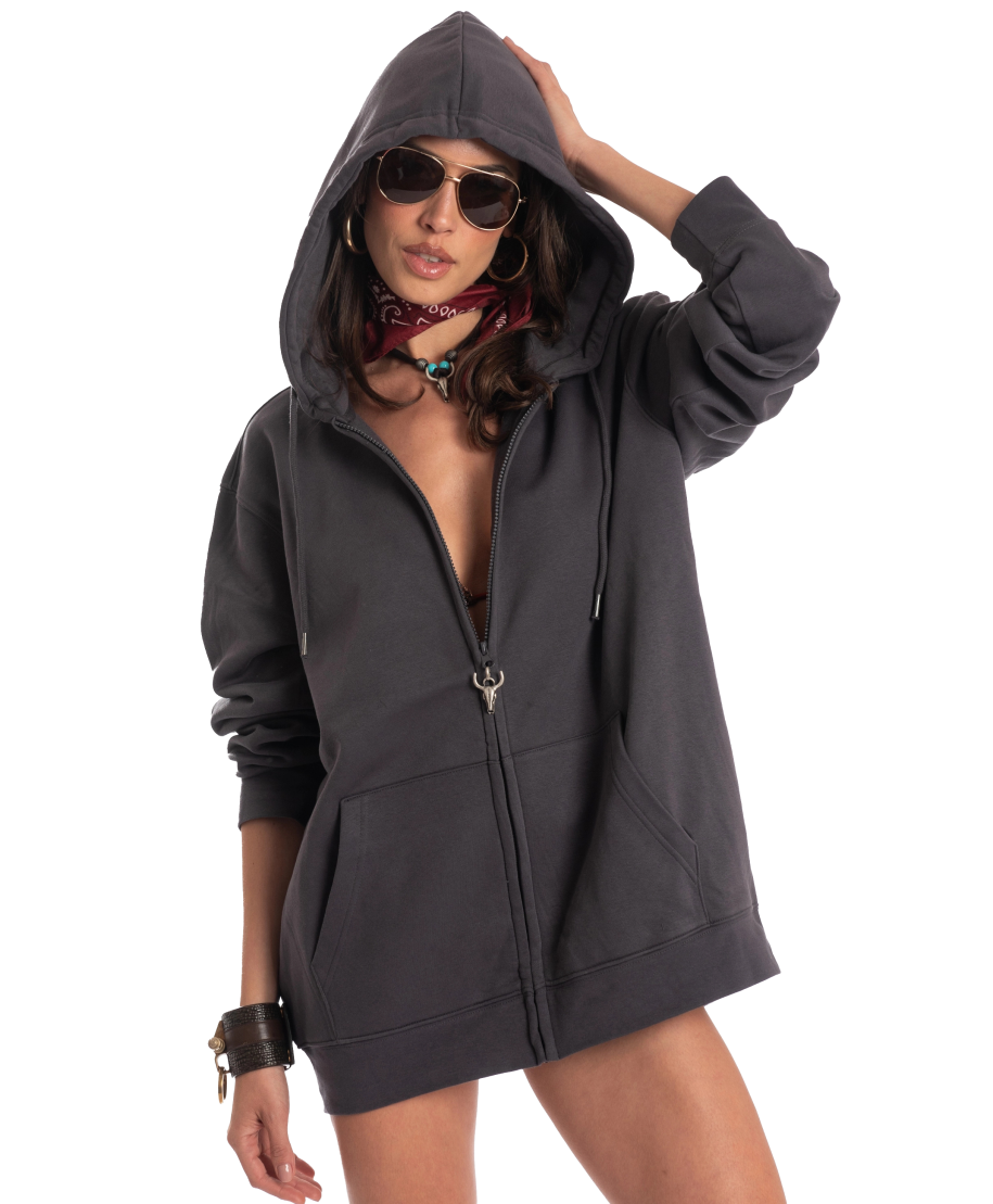 Felpa Oversize Con Zip Pin-up
