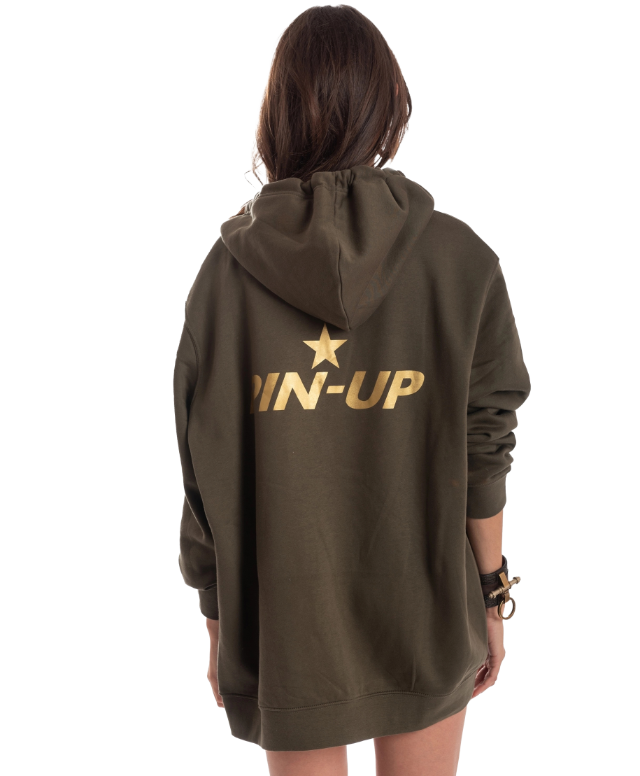 Oversized Sweatshirt with Zip Pin-Up