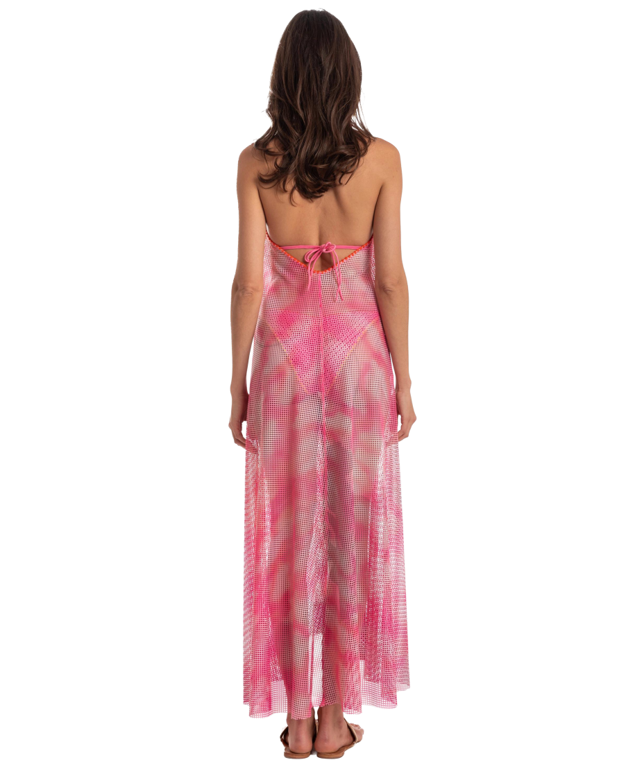 FAN STITCH SHADED NET PAREO DRESS