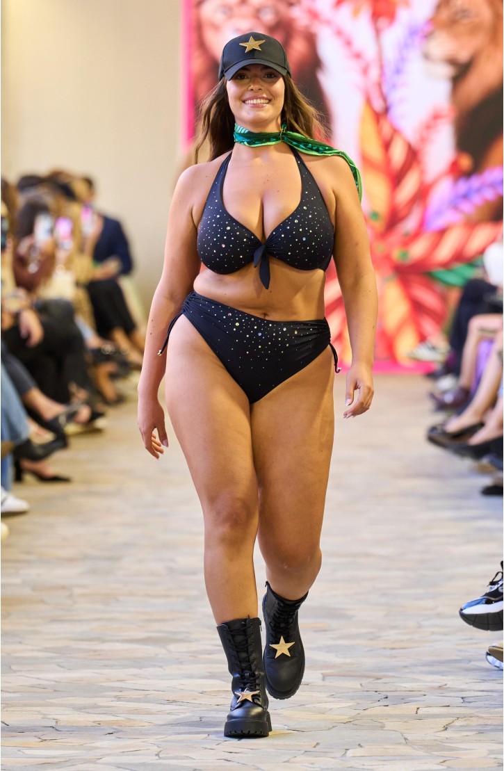 Curvy Rhinestone Rain High Bikini Briefs