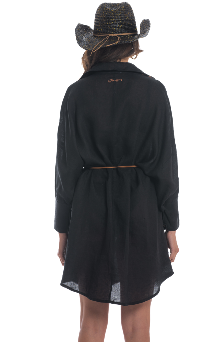 Abito Camicia Ricamato Lino