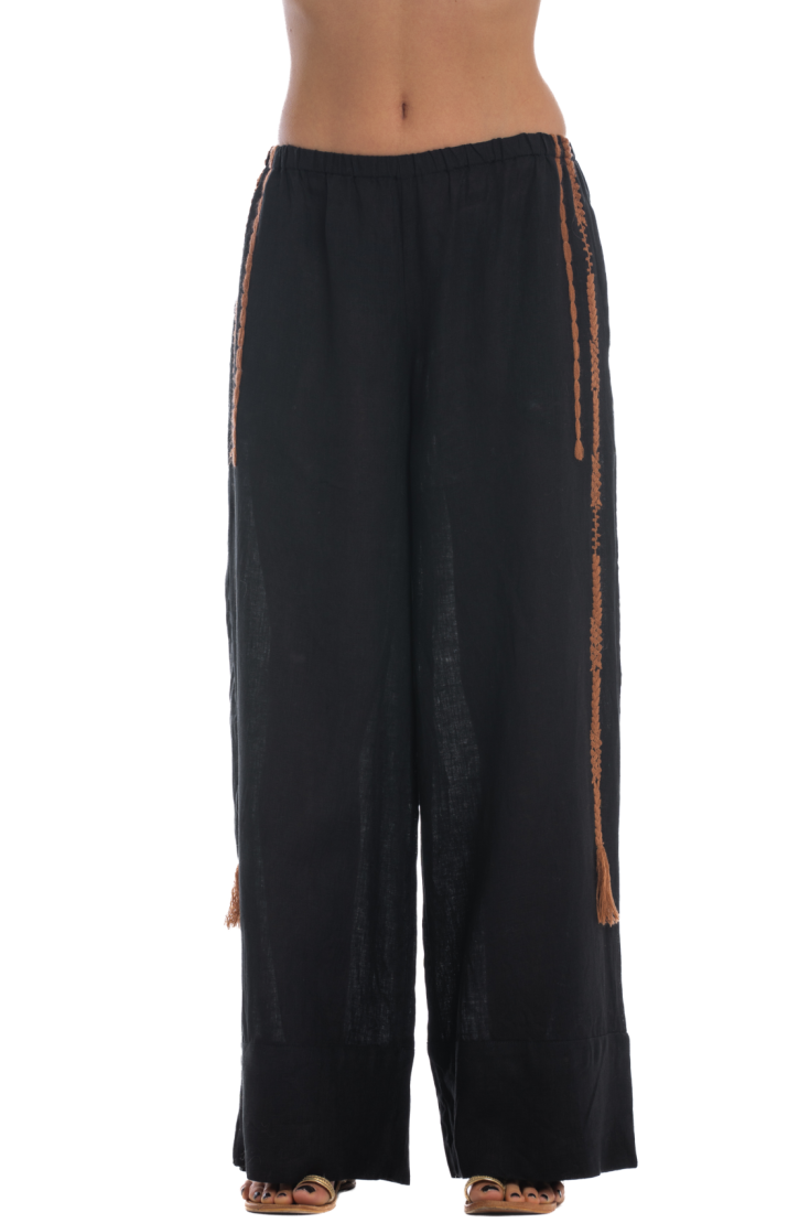 Embroidered Linen Pant